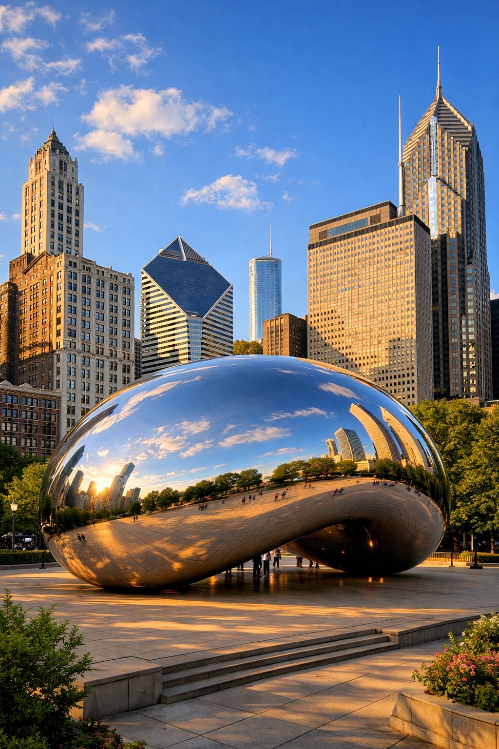 Chicago skyline with Cloud Gate